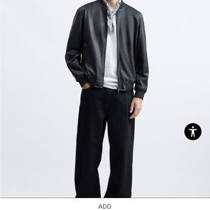Men’s Zara faux leather bomber jacket size L
